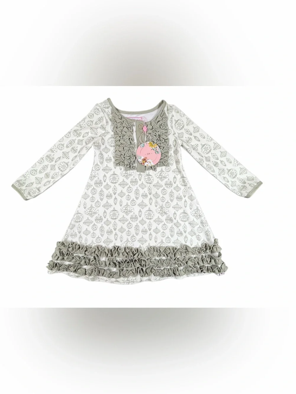 NWT SWEET HONEY Ornament Print Ruffled Lounge Gown - 4T